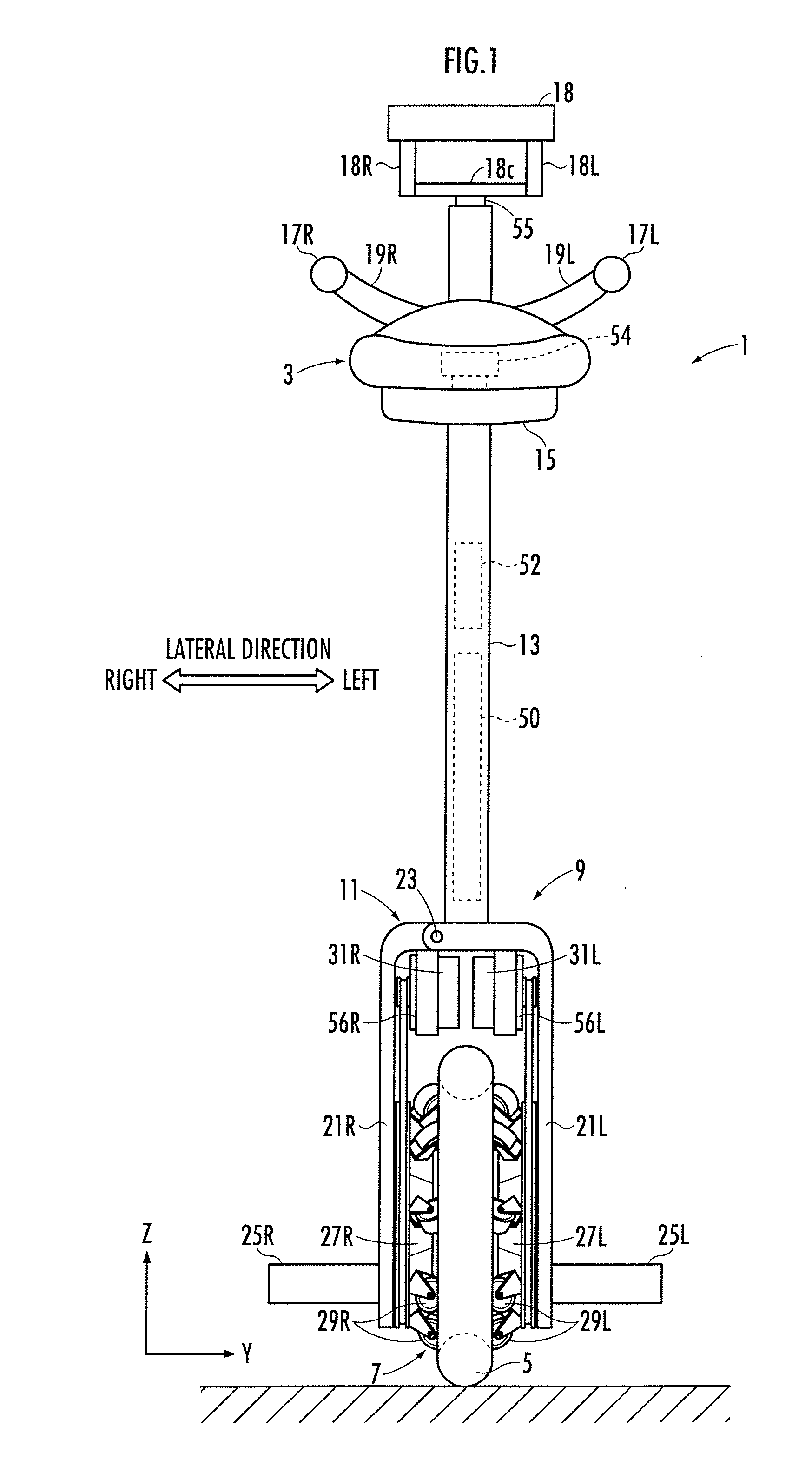 Control device of inverted pendulum type vehicle