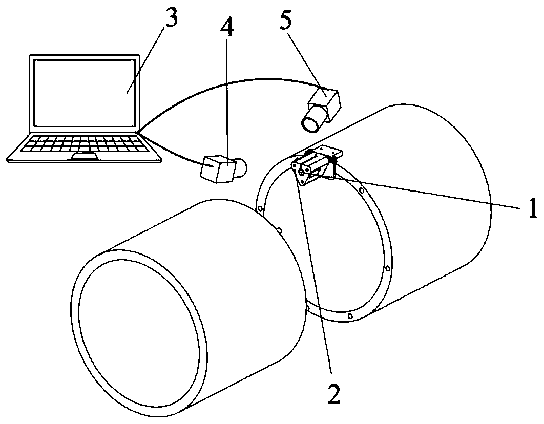 Distributed monocular camera laser measuring device and method for assembling rotation angle of cylindrical parts