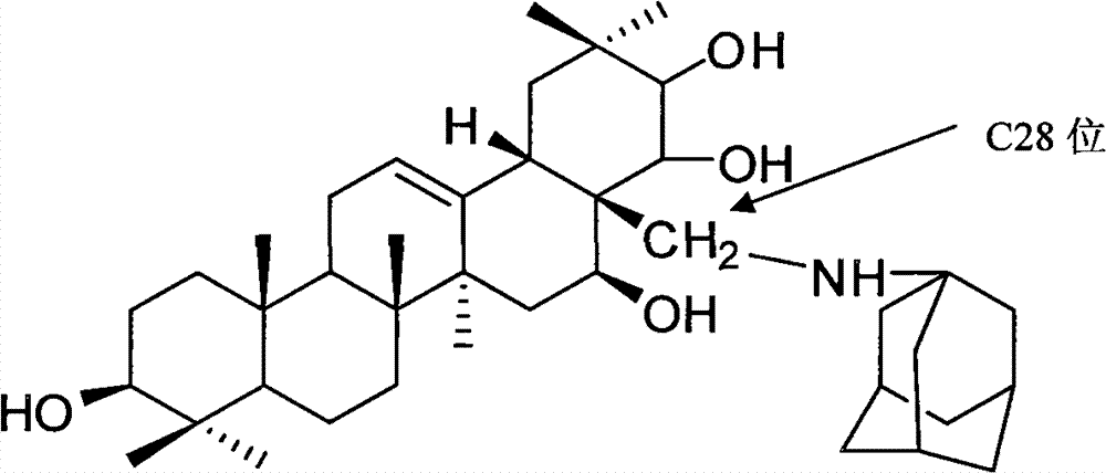 Adamantine amino tea sapogenol as well as preparation method and application thereof