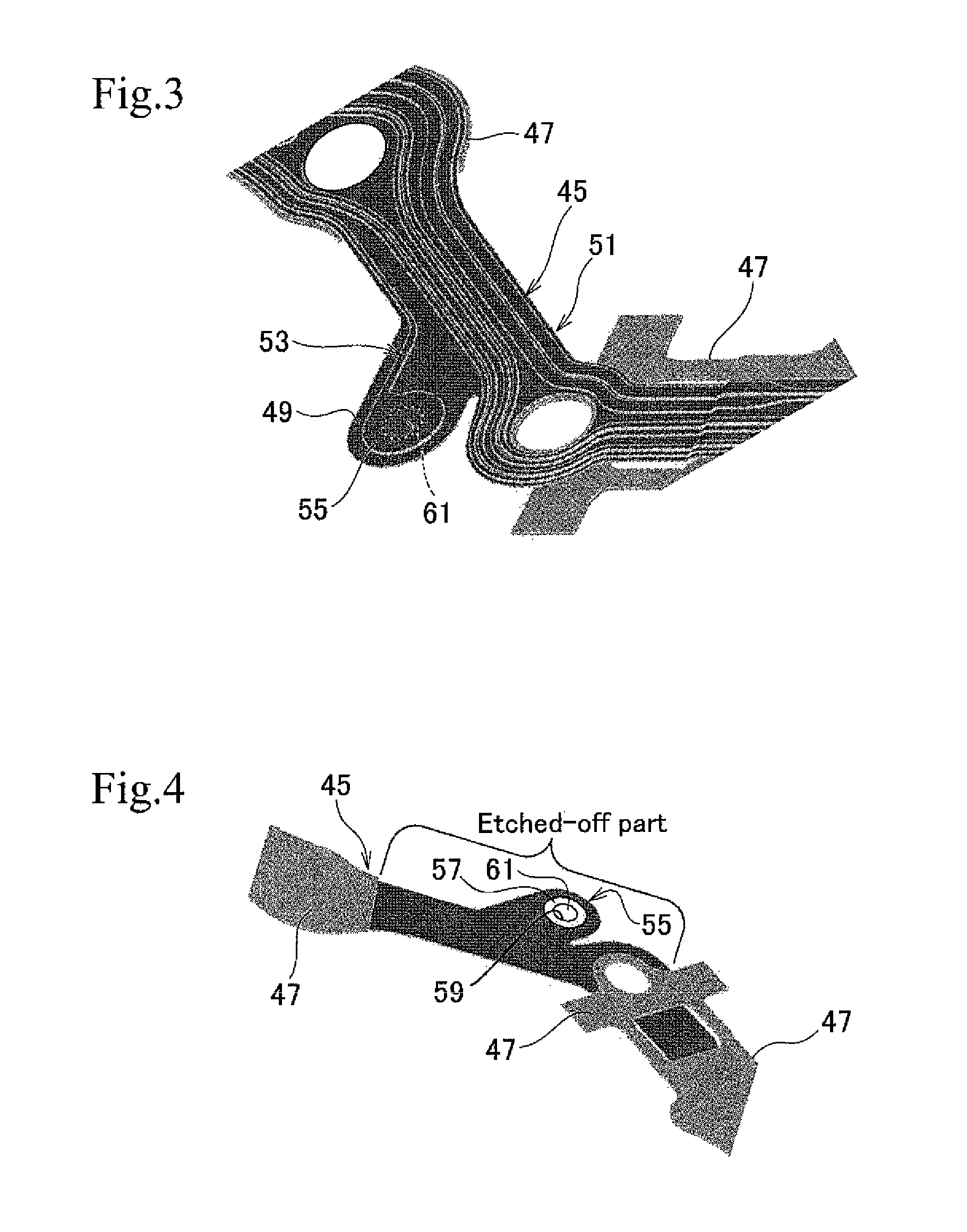 Electrical connection structure for piezoelectric element and head suspension