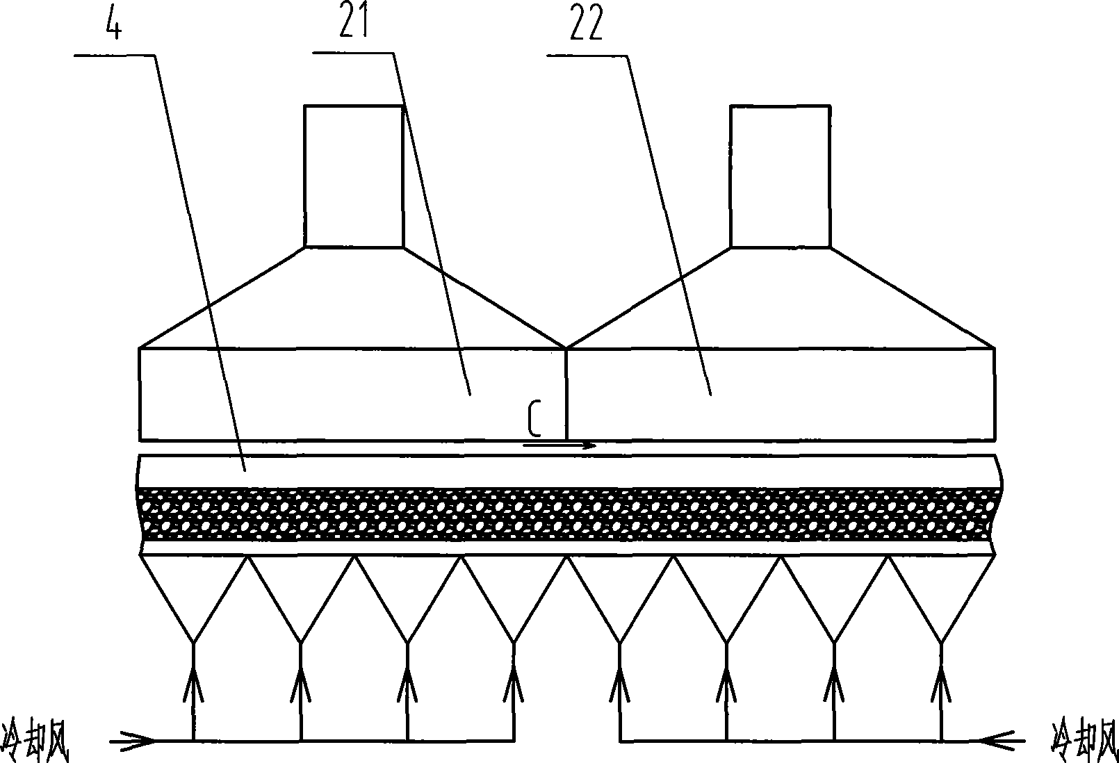 Sintering device, sintering cooler and its suspension sealing device