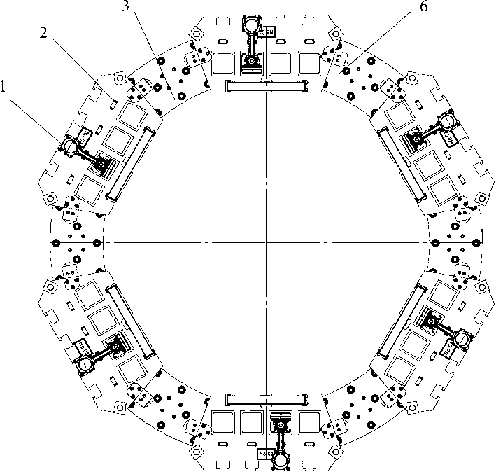 Annular workbench for split charging of pistons and connecting rods of engine