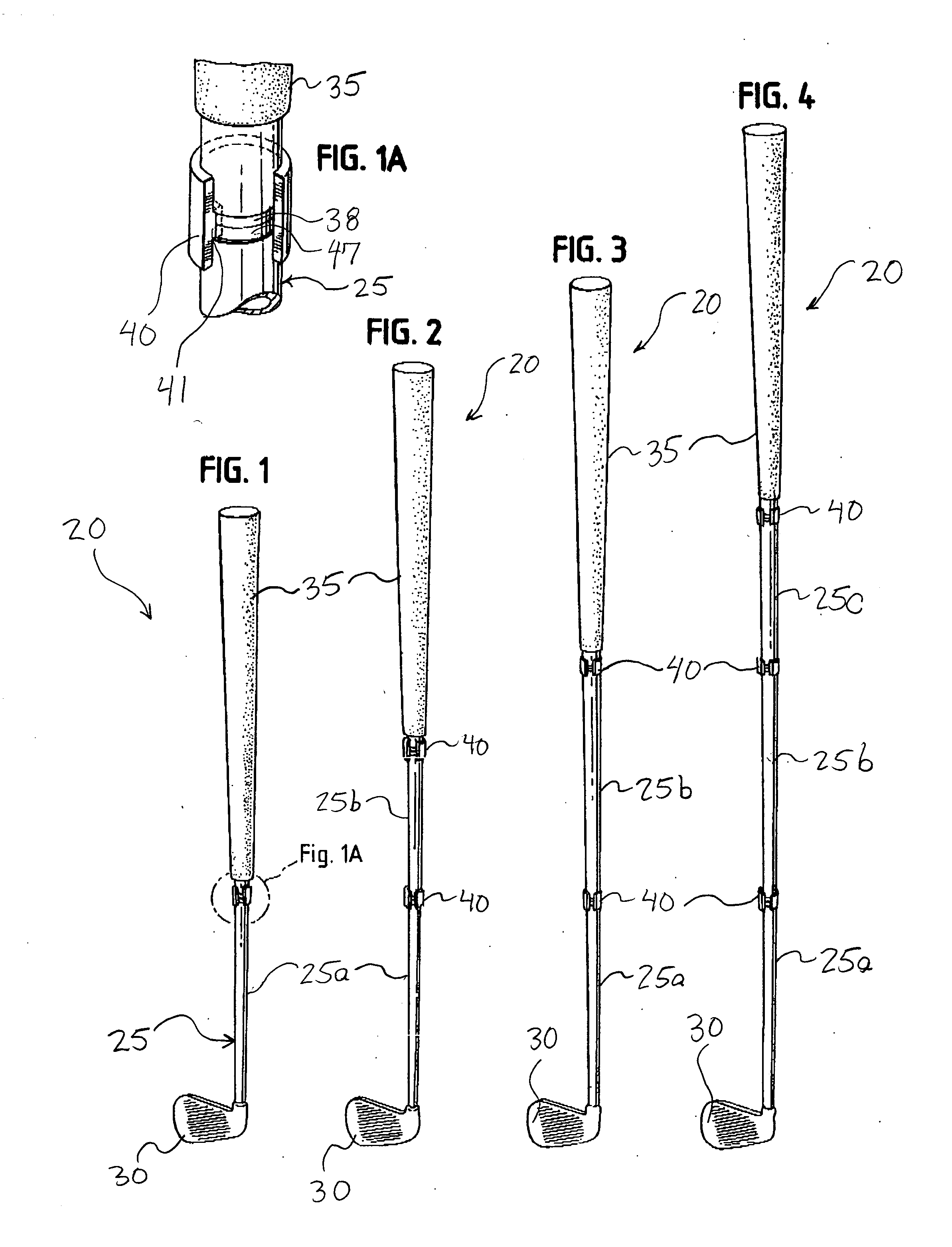 Golf club with adjustable-length shaft