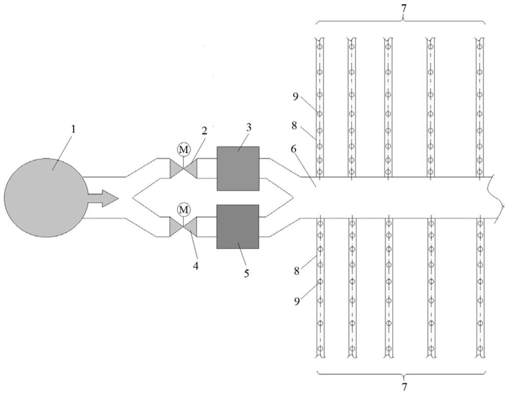 Uniform-section pipe parallel jet type canopy heating and loading test bed