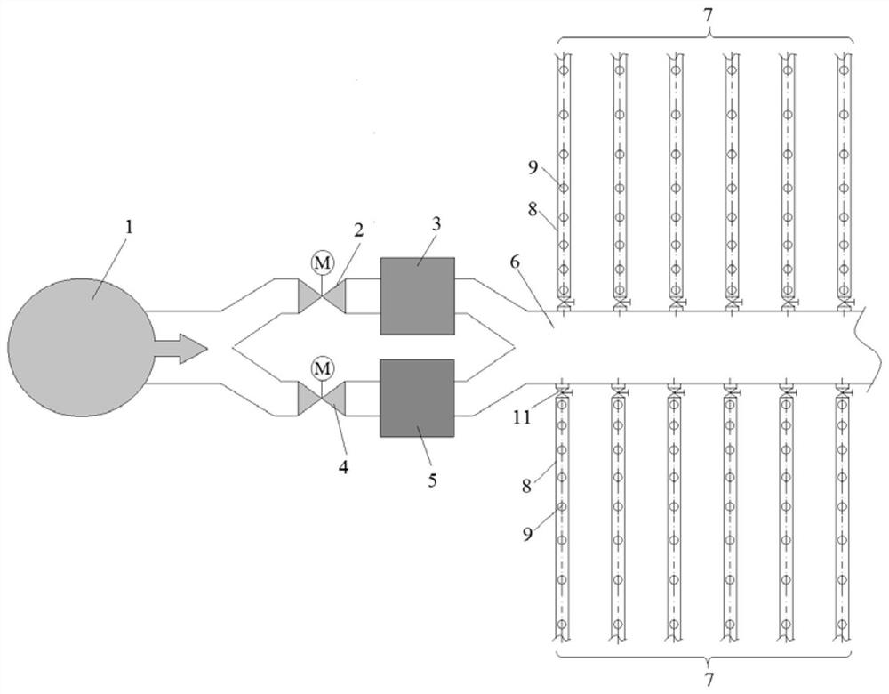 Uniform-section pipe parallel jet type canopy heating and loading test bed