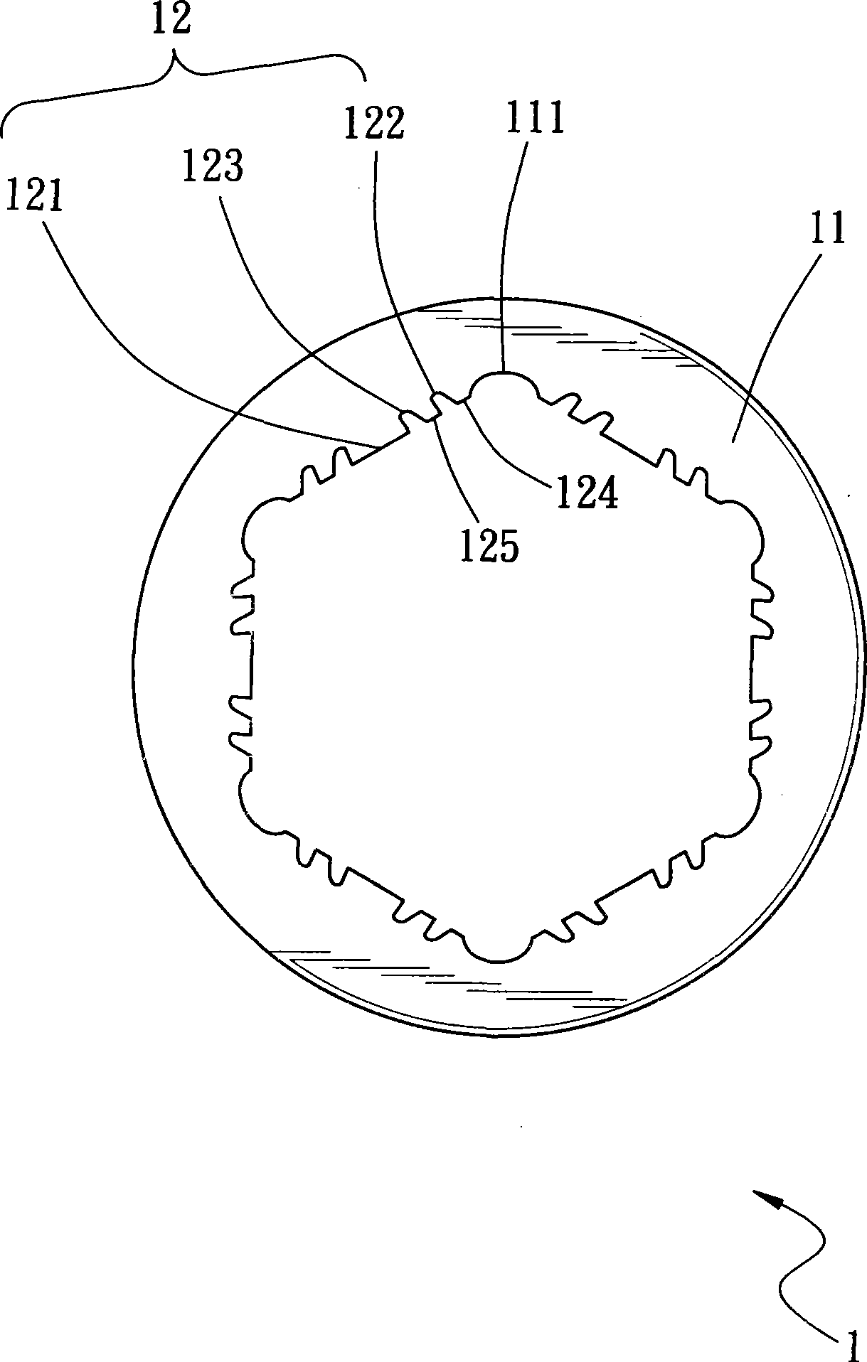 Tooth shaped structure of screwing tool