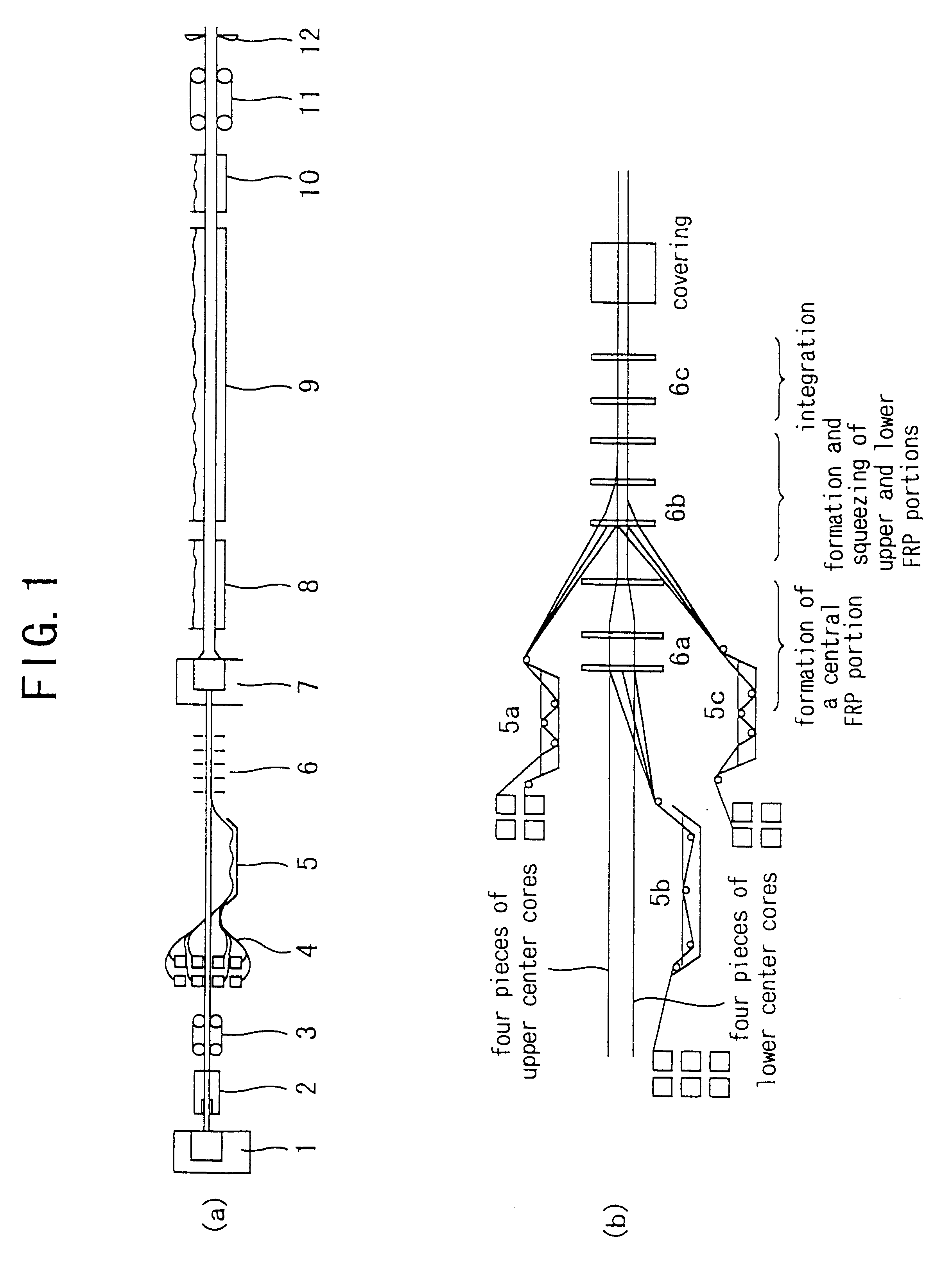 Fiber-reinforced composite hollow structure, method for production thereof, and apparatus therefor