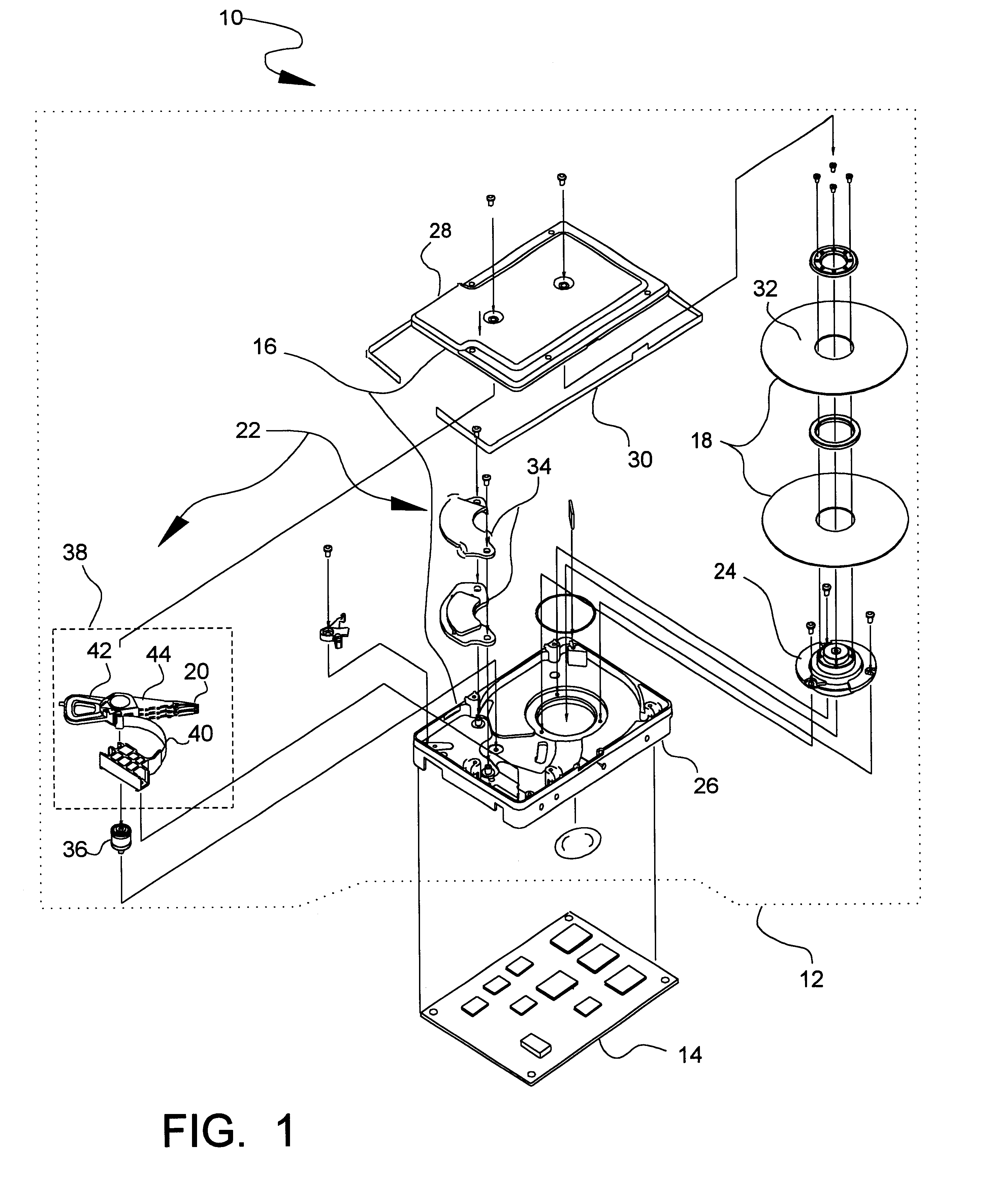 Disk drive spindle motor with wire guide insert