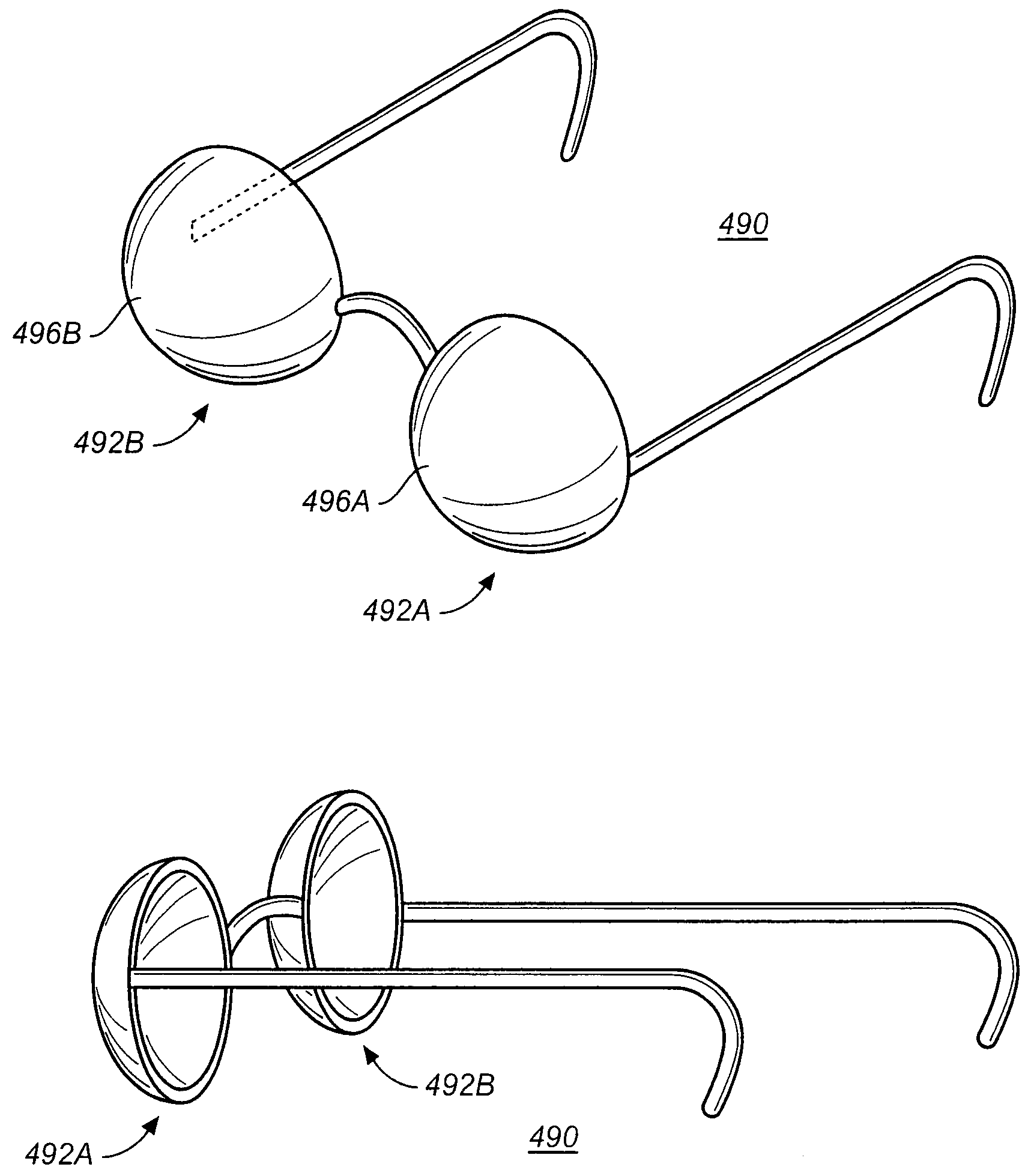 Method and system for shaped glasses and viewing 3d images