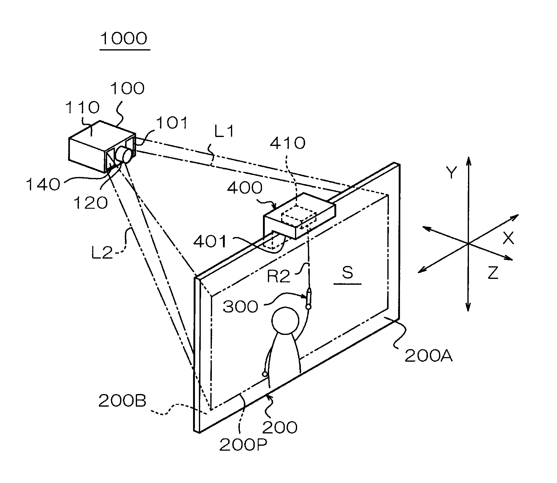 Optical position detection device and projection display device