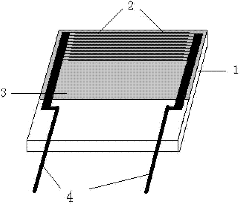 Polyaniline/ titanium dioxide nanometer composite impedance type thin film gas sensor and preparation method thereof