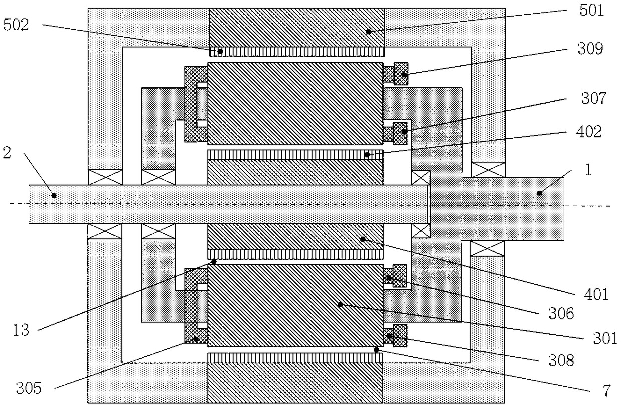 Double-layer standard squirrel cage conductor rotor high torque density permanent magnetic speed controller