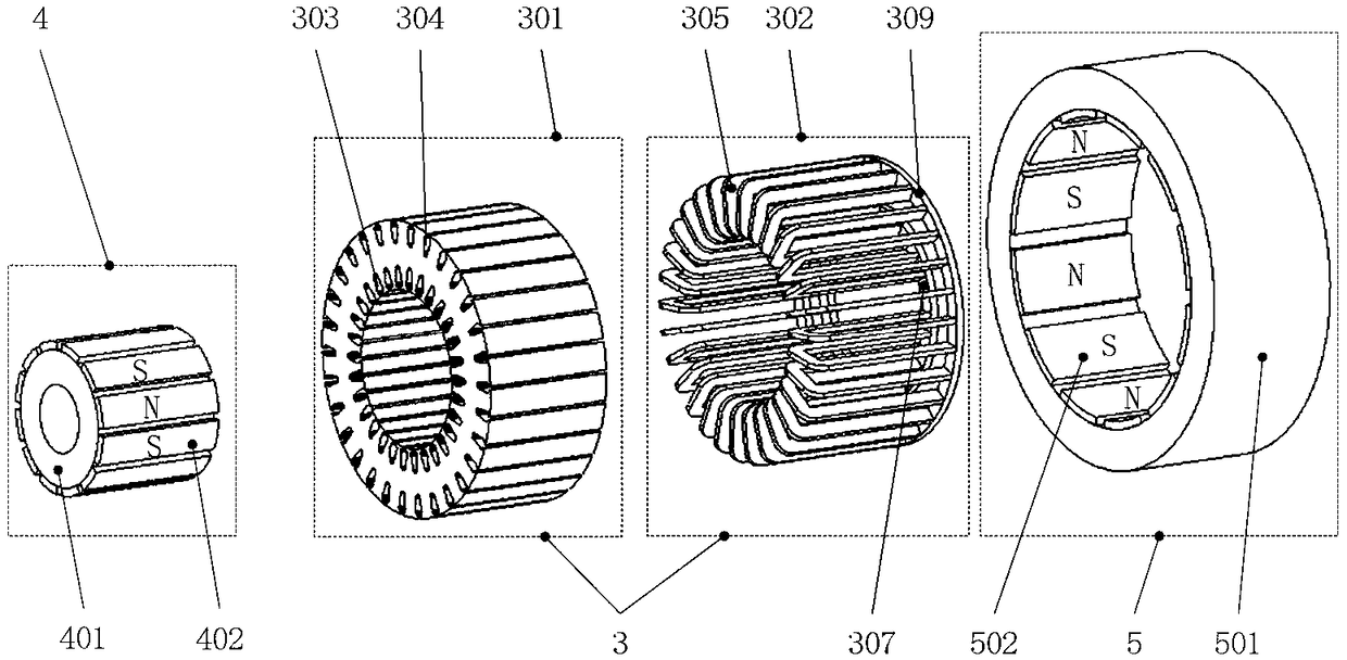 Double-layer standard squirrel cage conductor rotor high torque density permanent magnetic speed controller