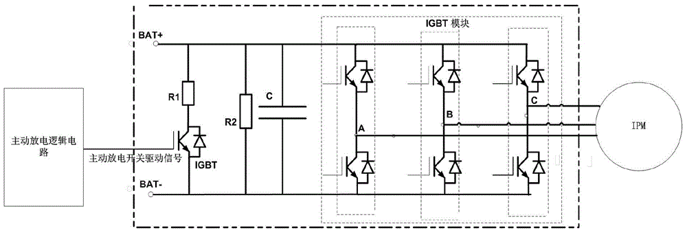 Electric car motor controller active discharge control circuit