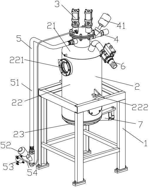 Exhaust and pressurization combined feeding device and feeding method thereof