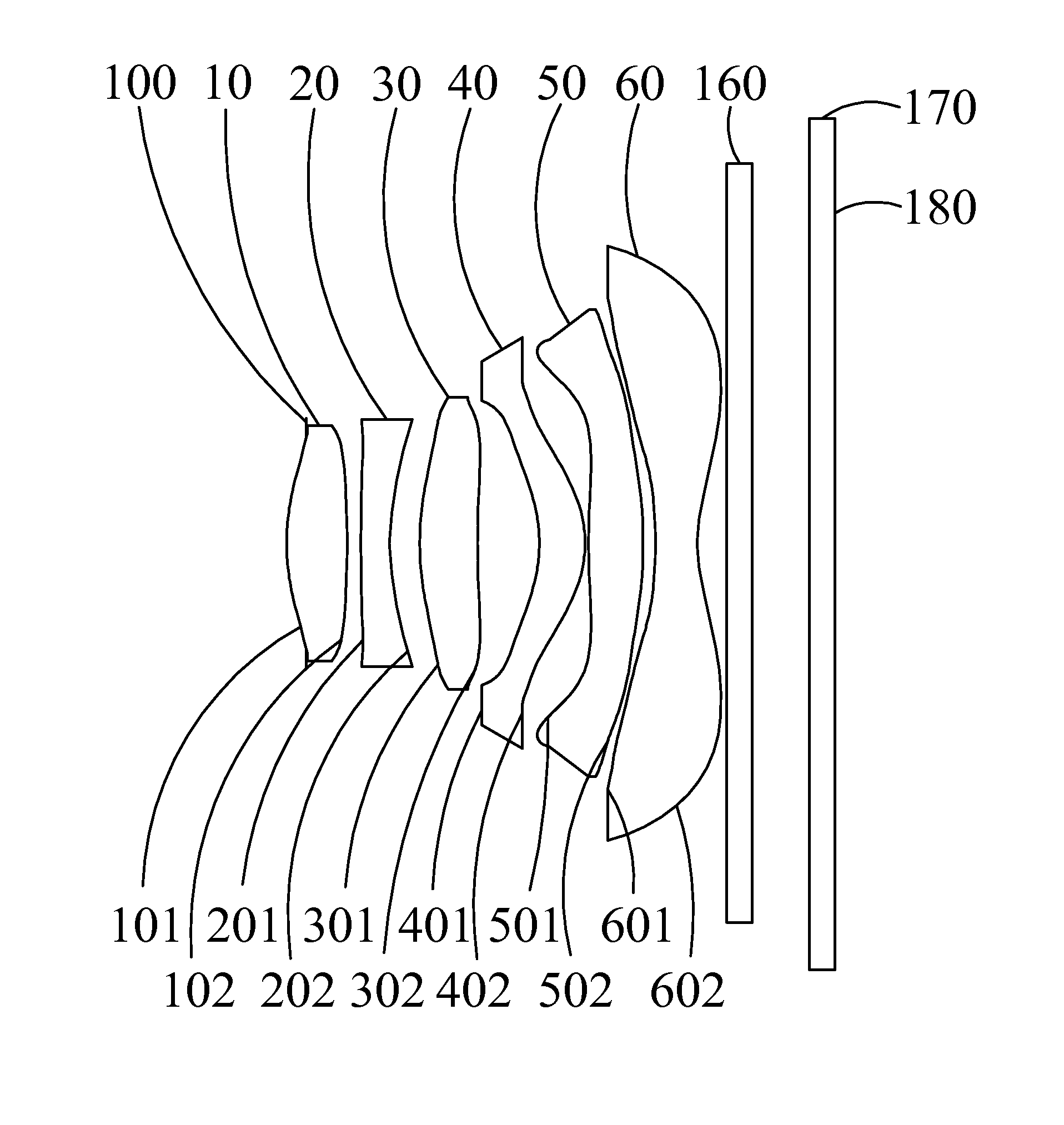 Six-piece lens assembly for capturing images