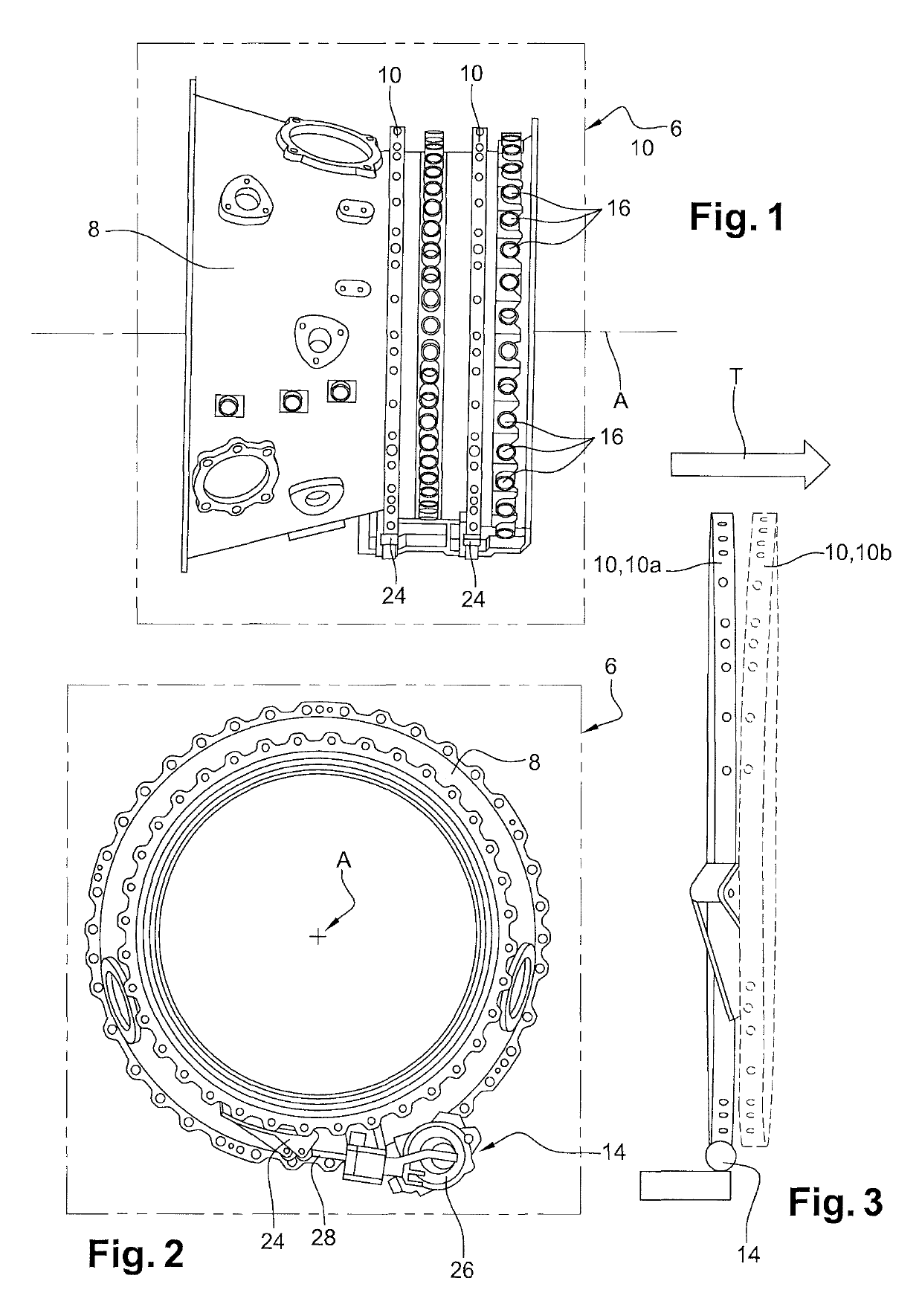 Assembly for controlling variable pitch vanes in a turbine engine