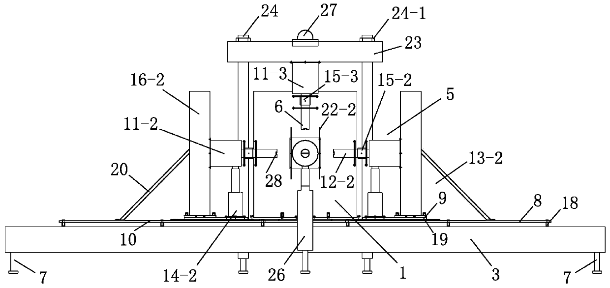 Integrated testing device for tension, compression, shearing and torsion of rock mass