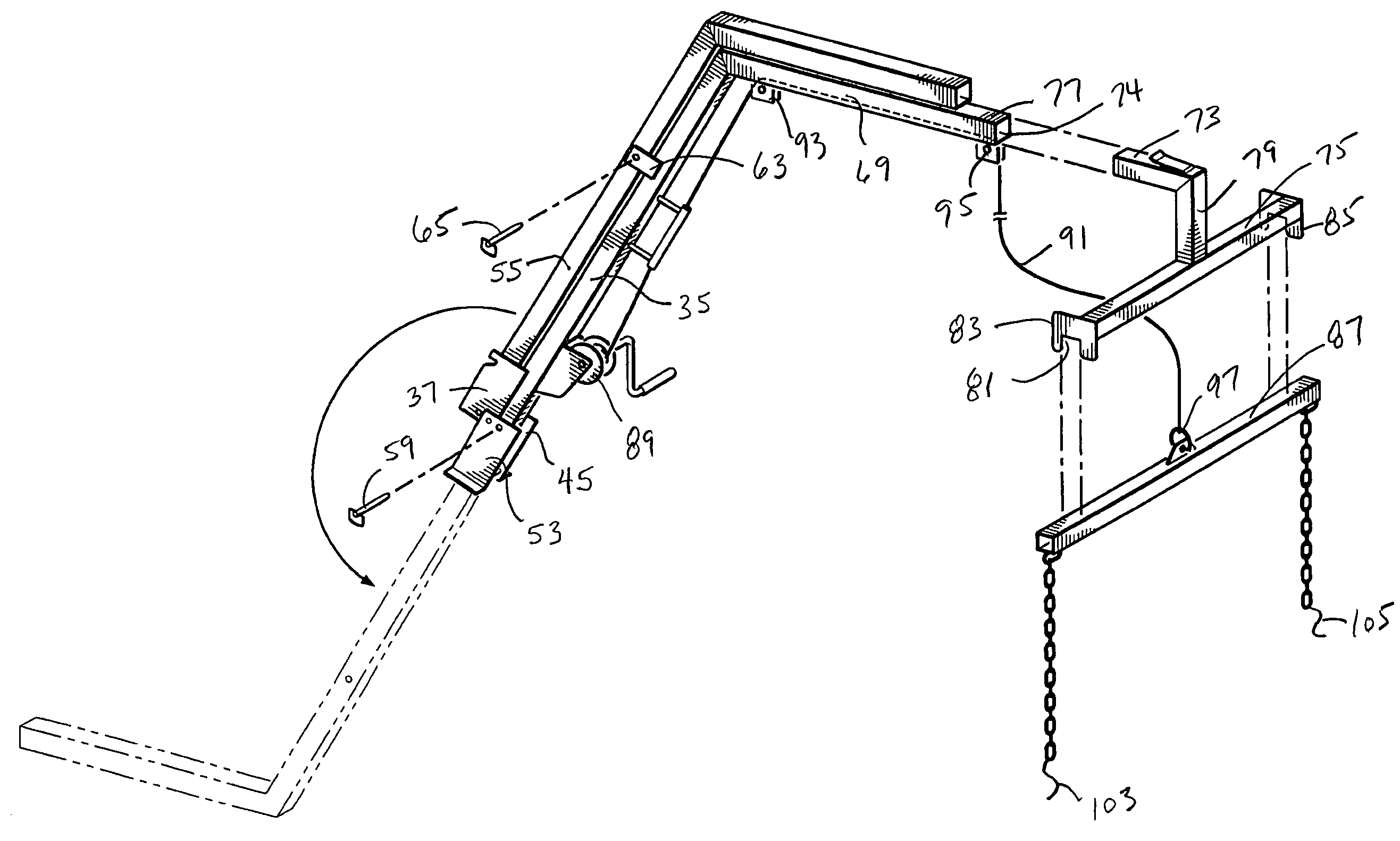 Portable game hoist with folding boom