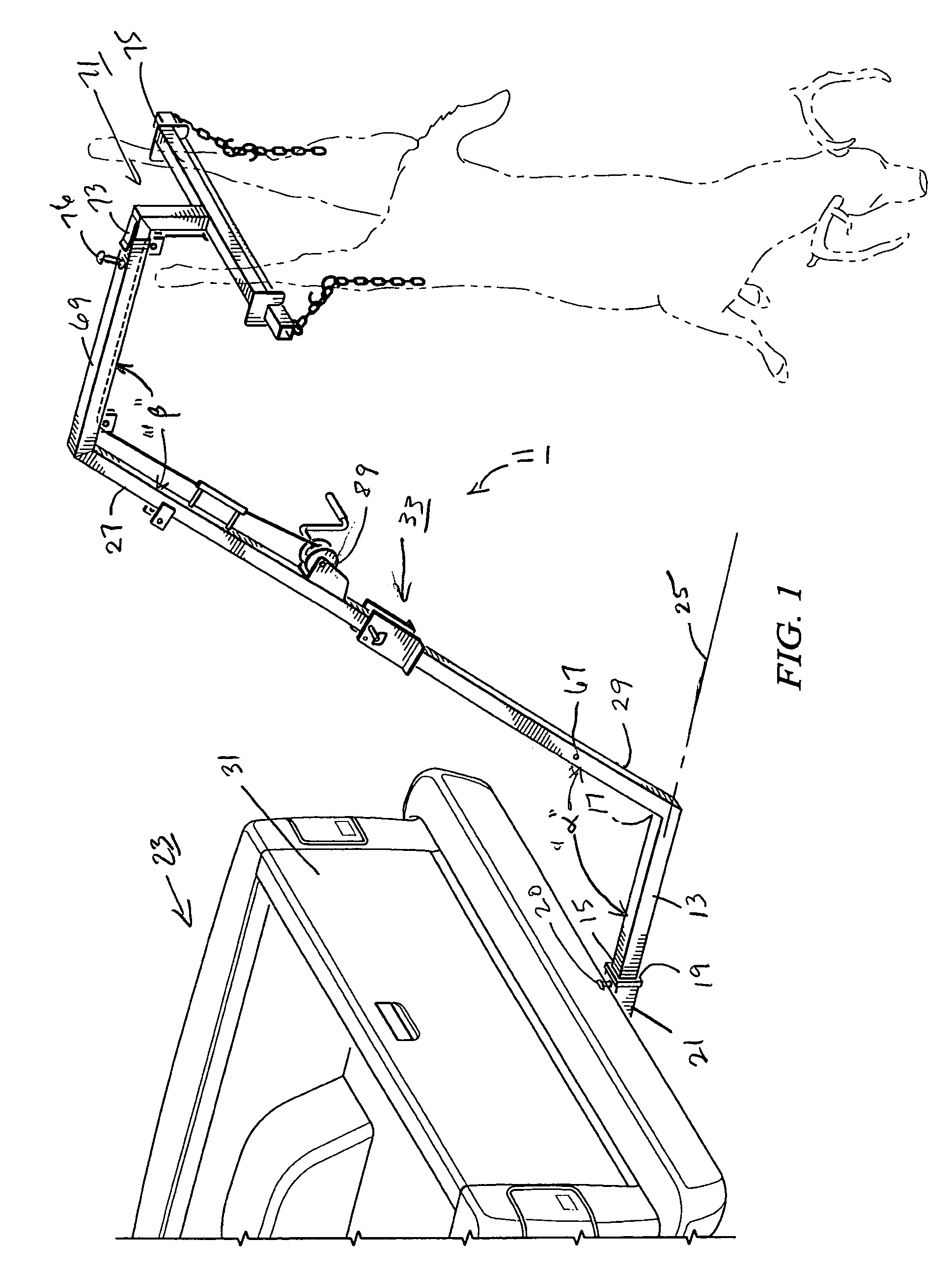 Portable game hoist with folding boom