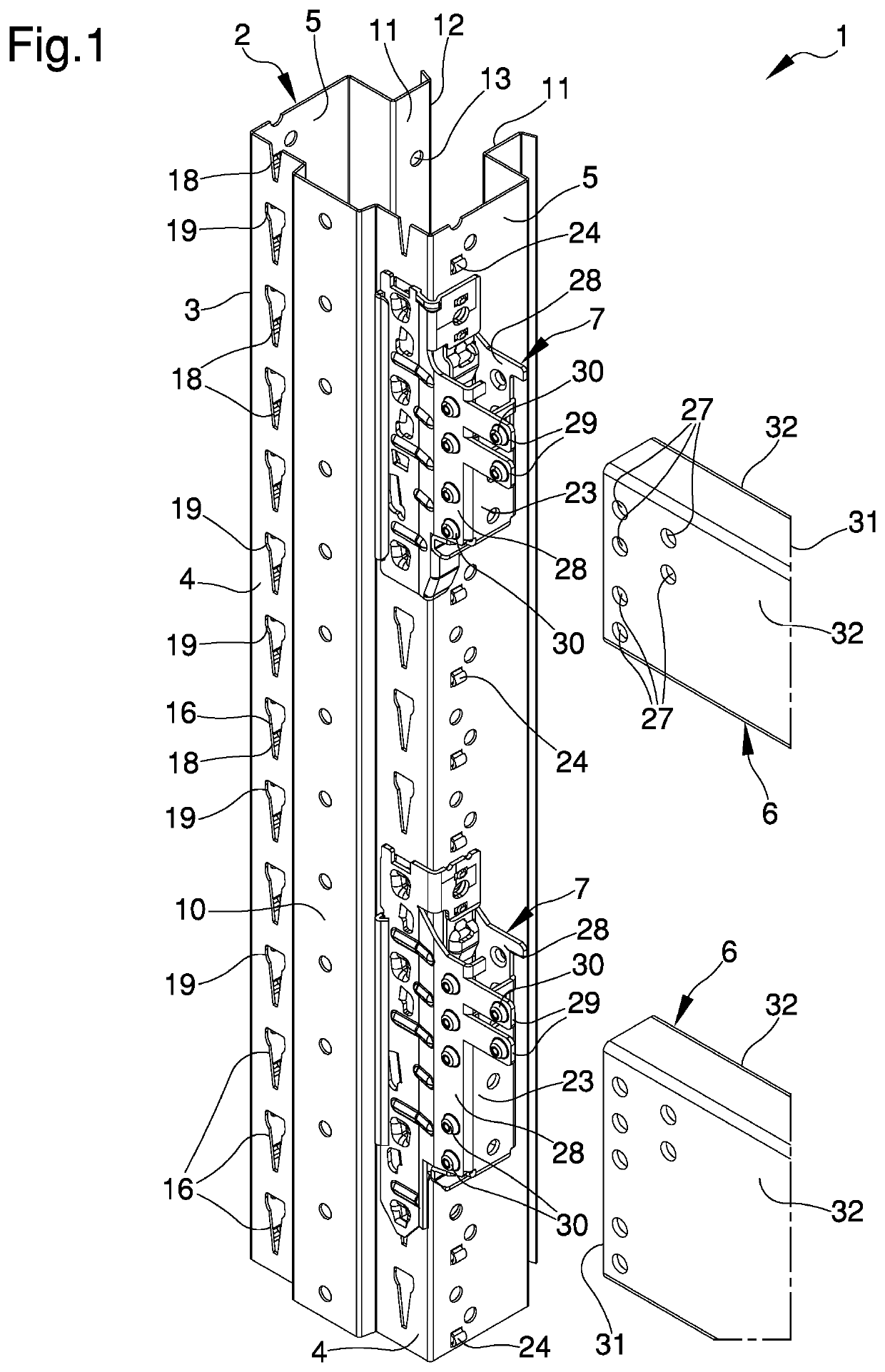 Bearing structure for shelving