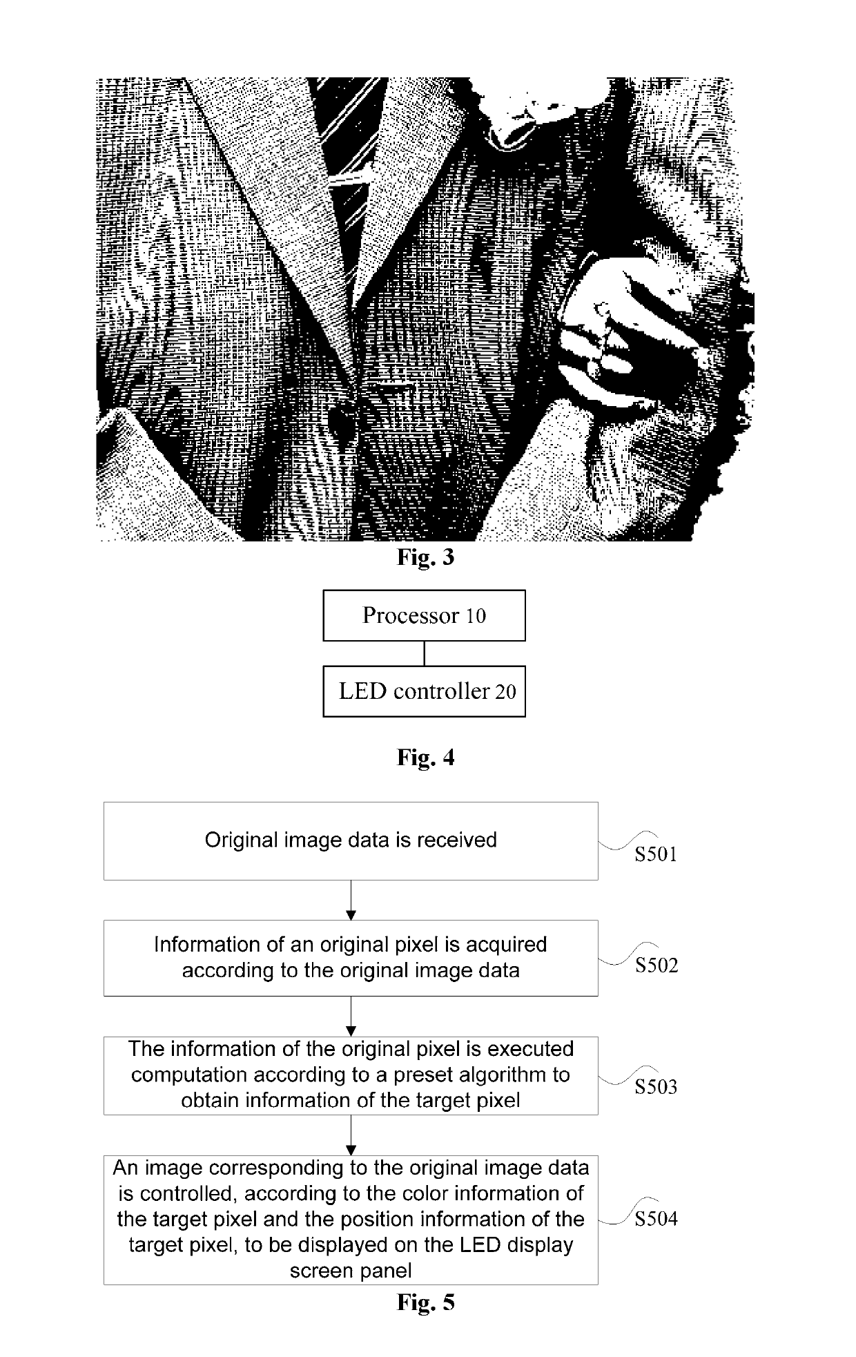 Image processing method and device for LED display screen