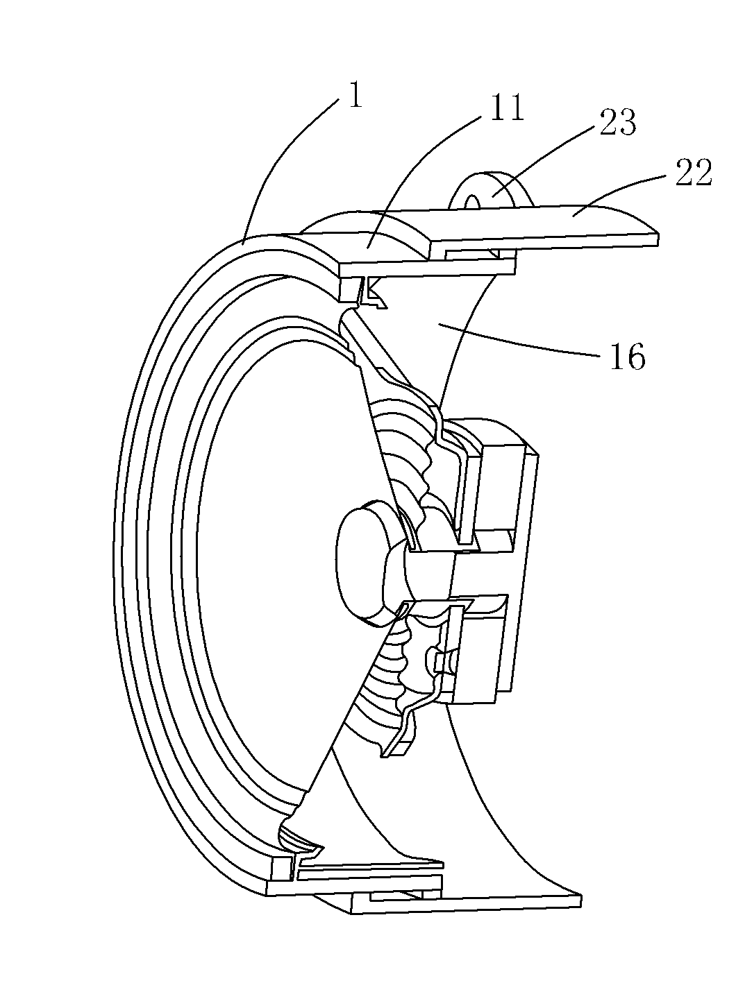 Speaker component with platformized basin stand