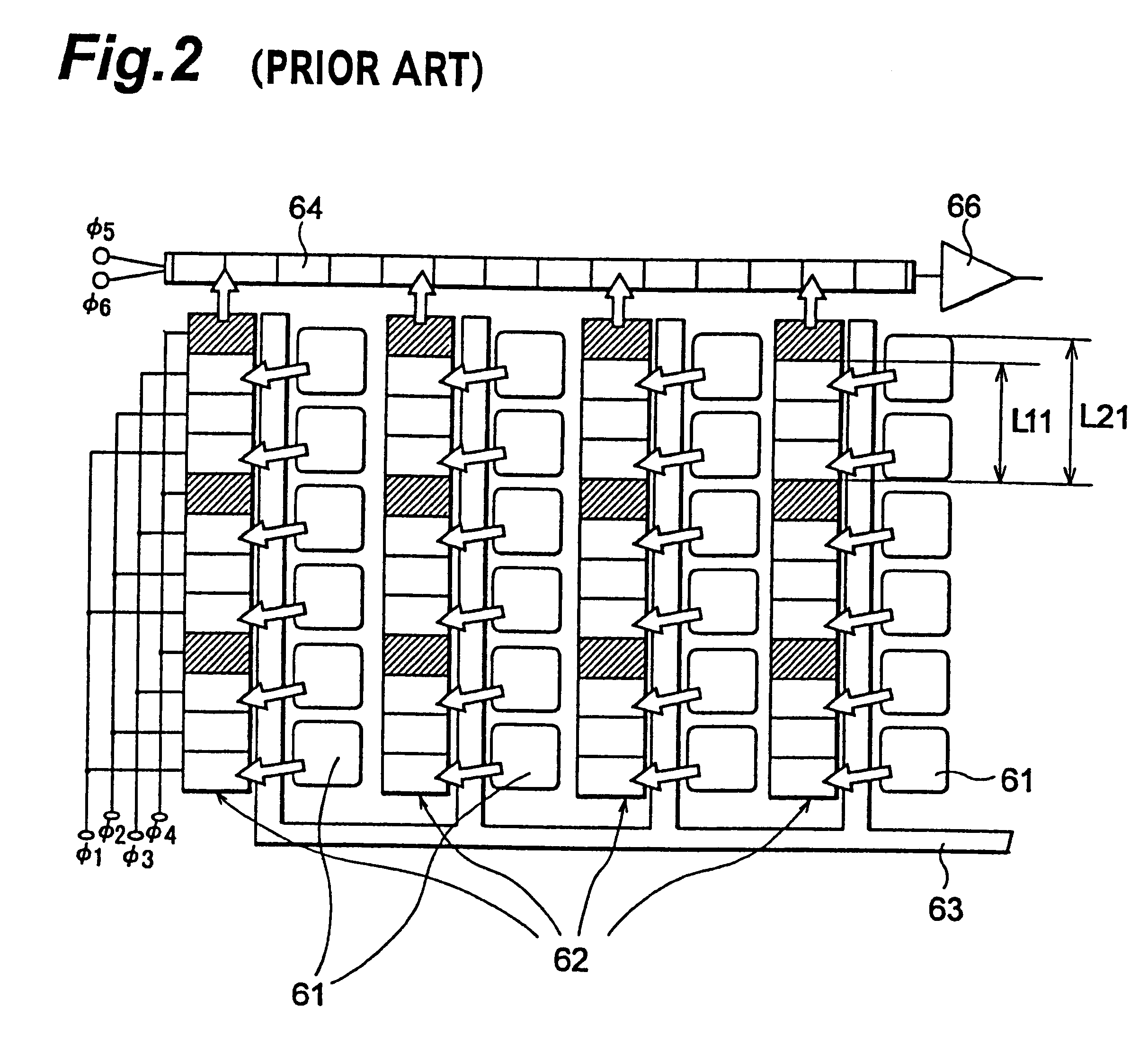 Image-pickup apparatus and method for reading accumulated signal changes through transfer lines