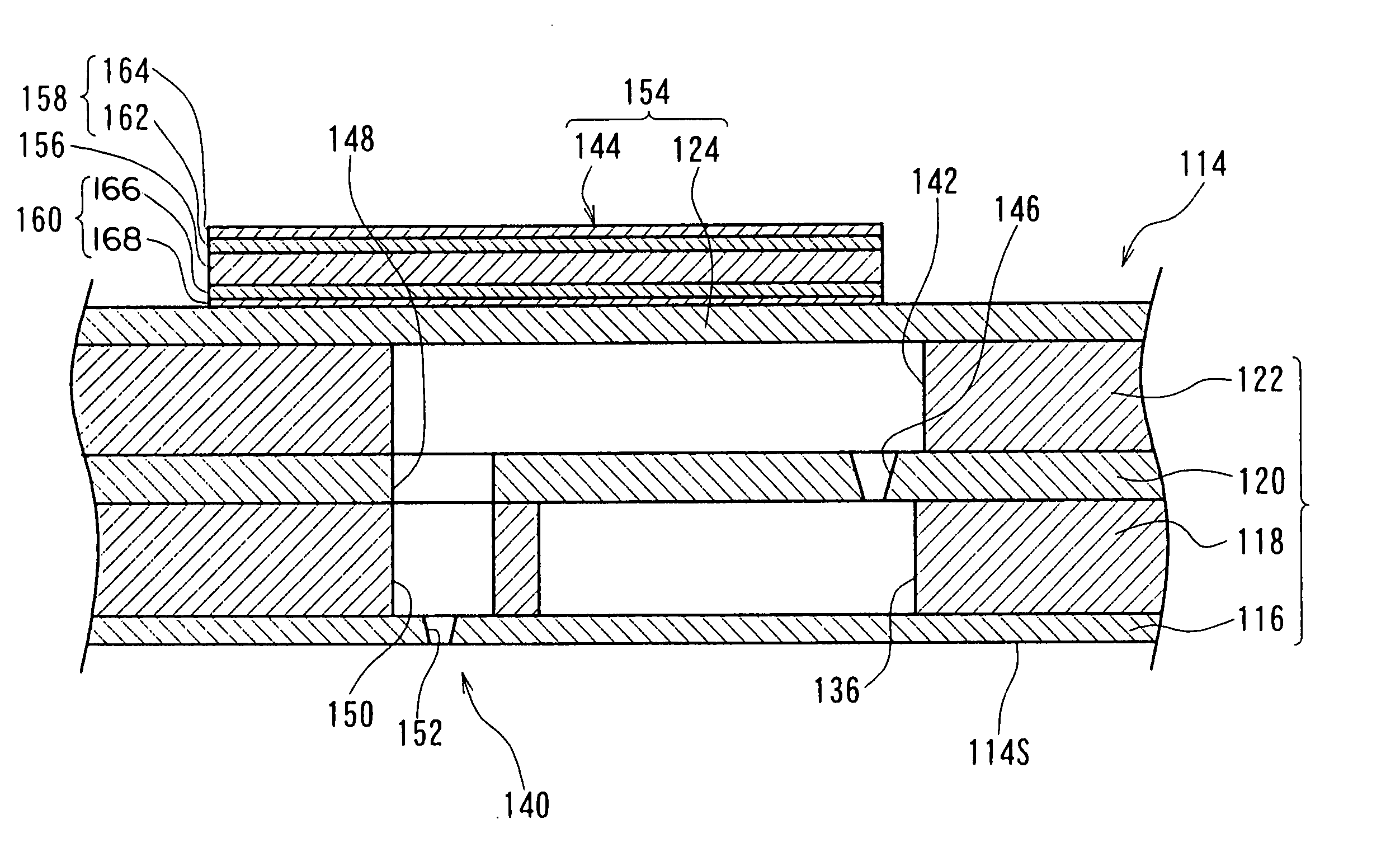 Piezoelectric device, liquid droplet discharging head using the device, and liquid droplet discharging apparatus using the head