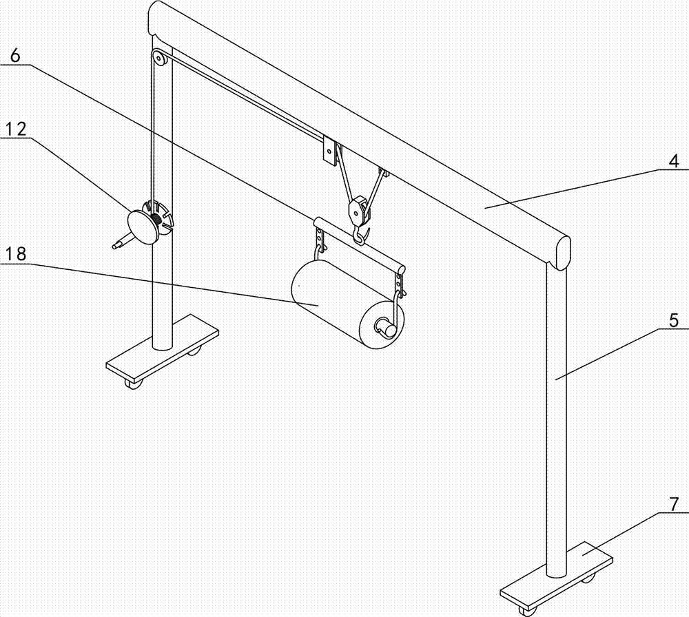 Crane for lifting cold winding adhesive tapes