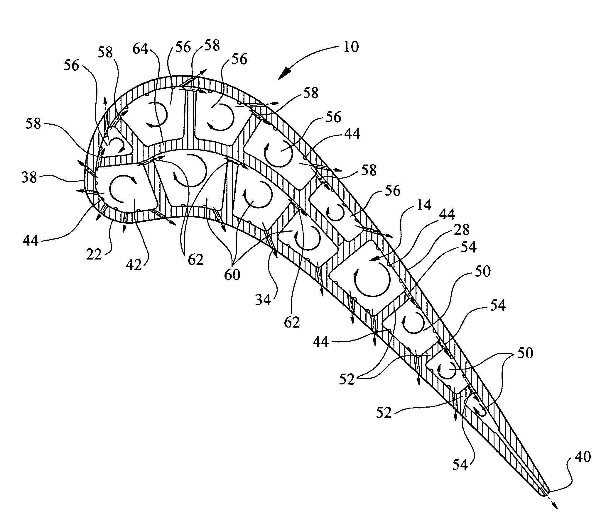 Vortex cooling system for a turbine blade