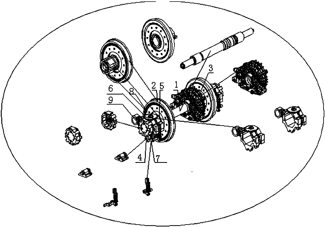 High-speed EMU power wheel pair axle box device for conversion between standard gauge and wide gauge