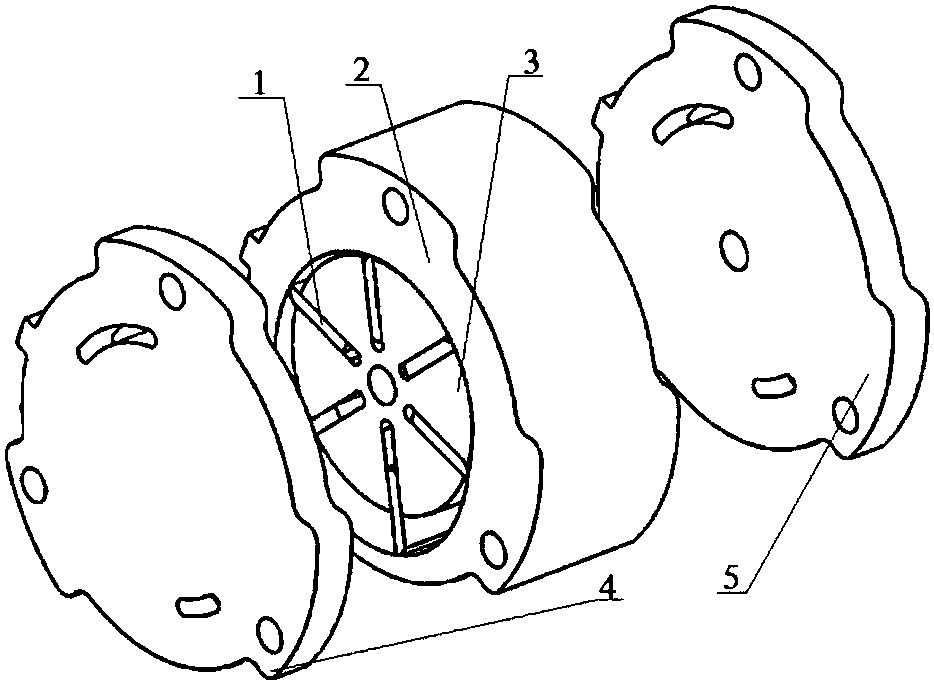 Single-cavity unsymmetrical sliding-vane-type vacuum pump