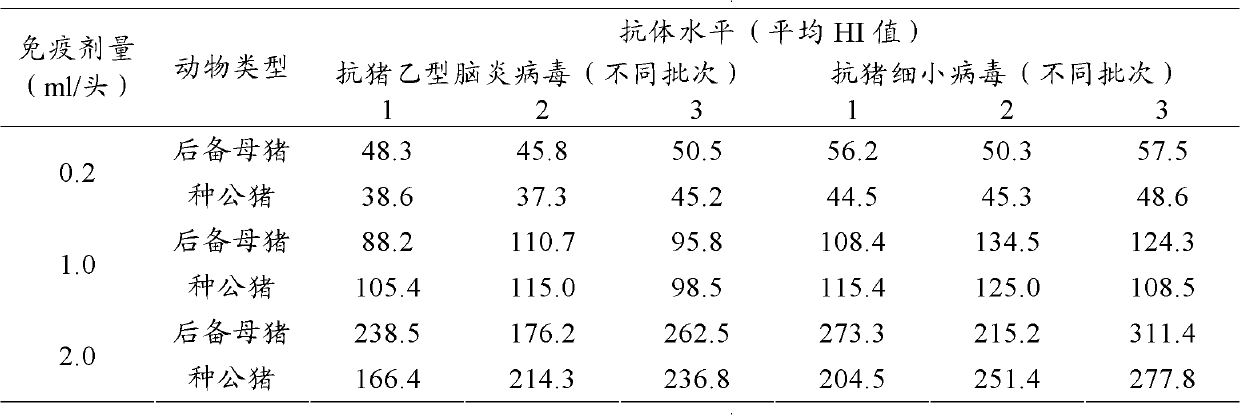 Binary inactivated vaccine against Japanese encephalitis virus and porcine parvovirus and preparation method thereof