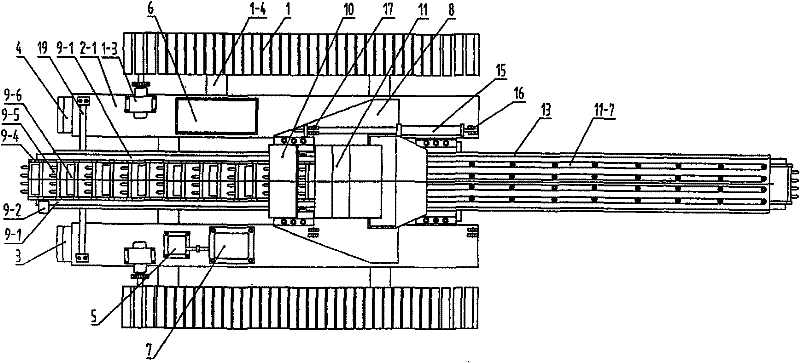 Machine for forming underground continuous water-retaining walls by one step