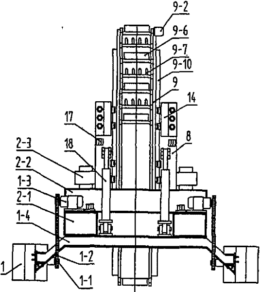 Machine for forming underground continuous water-retaining walls by one step