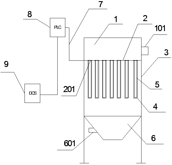 Intelligent alarm bag type dust removing device