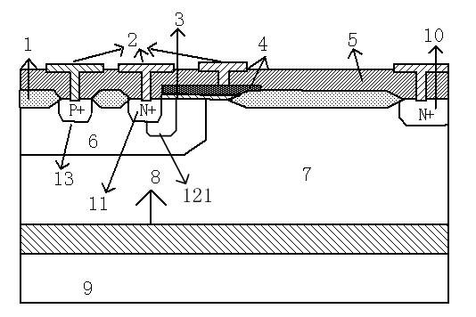 A high sustaining voltage n-type electrostatic protection semiconductor device