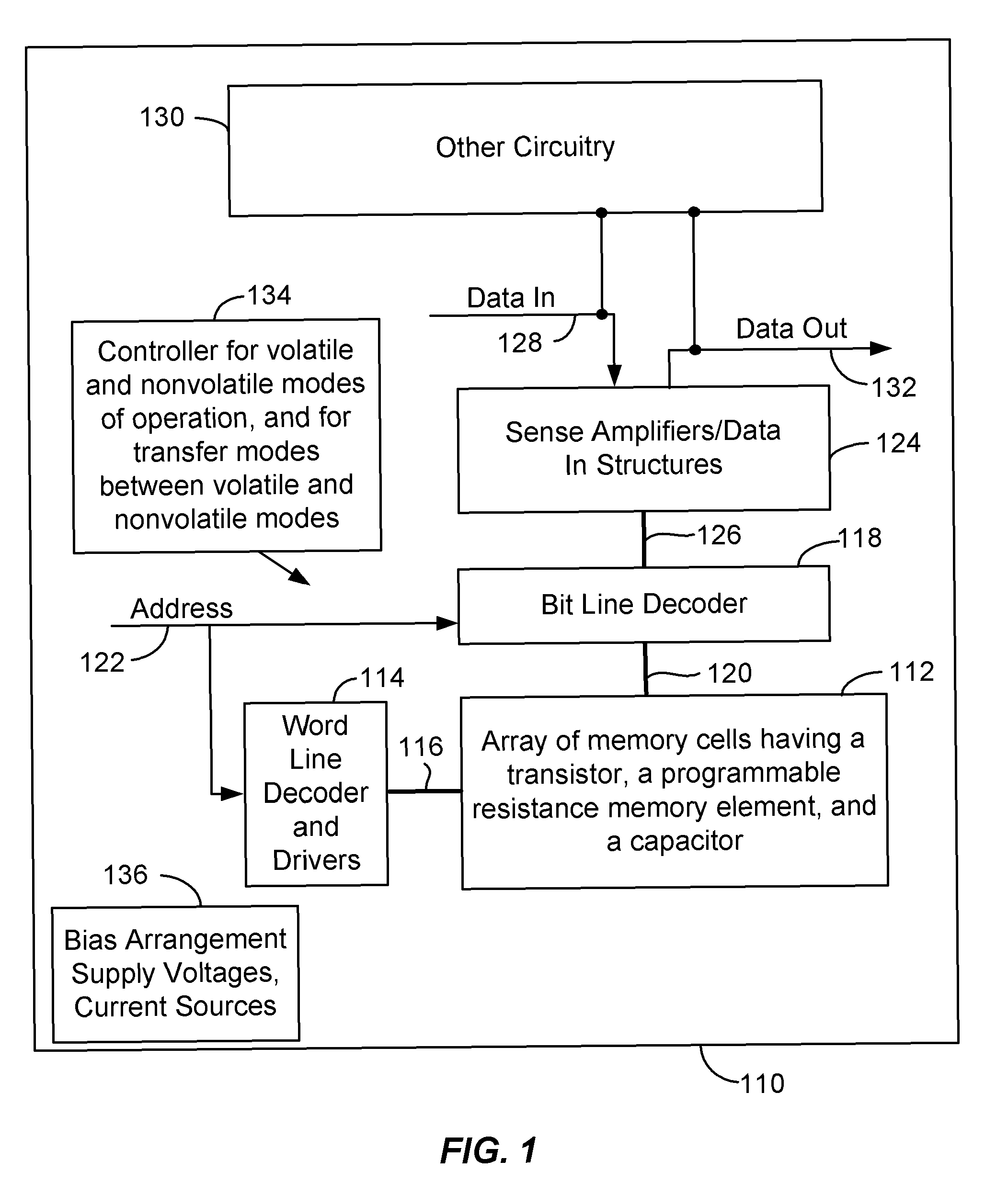 One-transistor, one-resistor, one-capacitor phase change memory