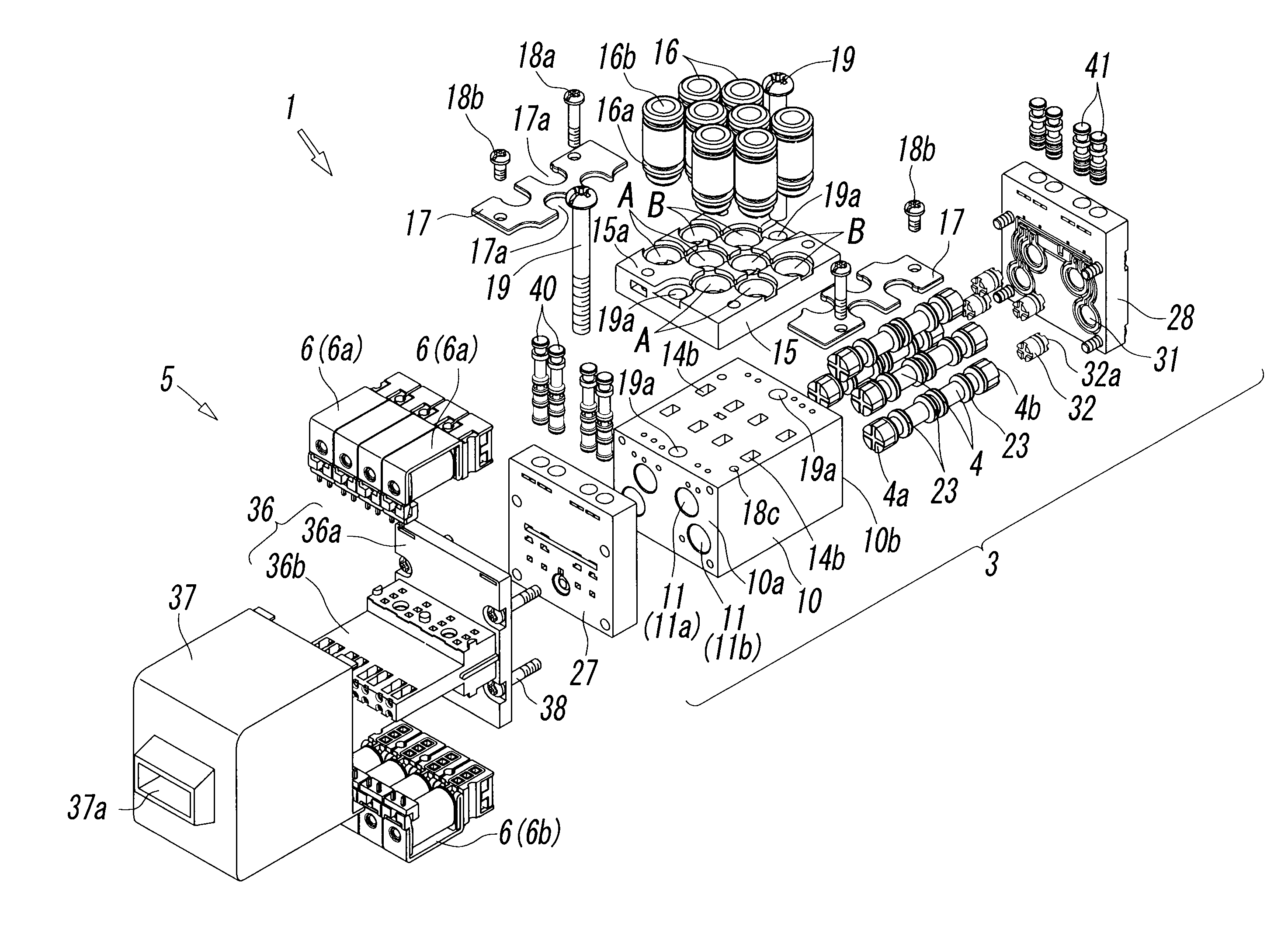 Multiple electromagnetic valve