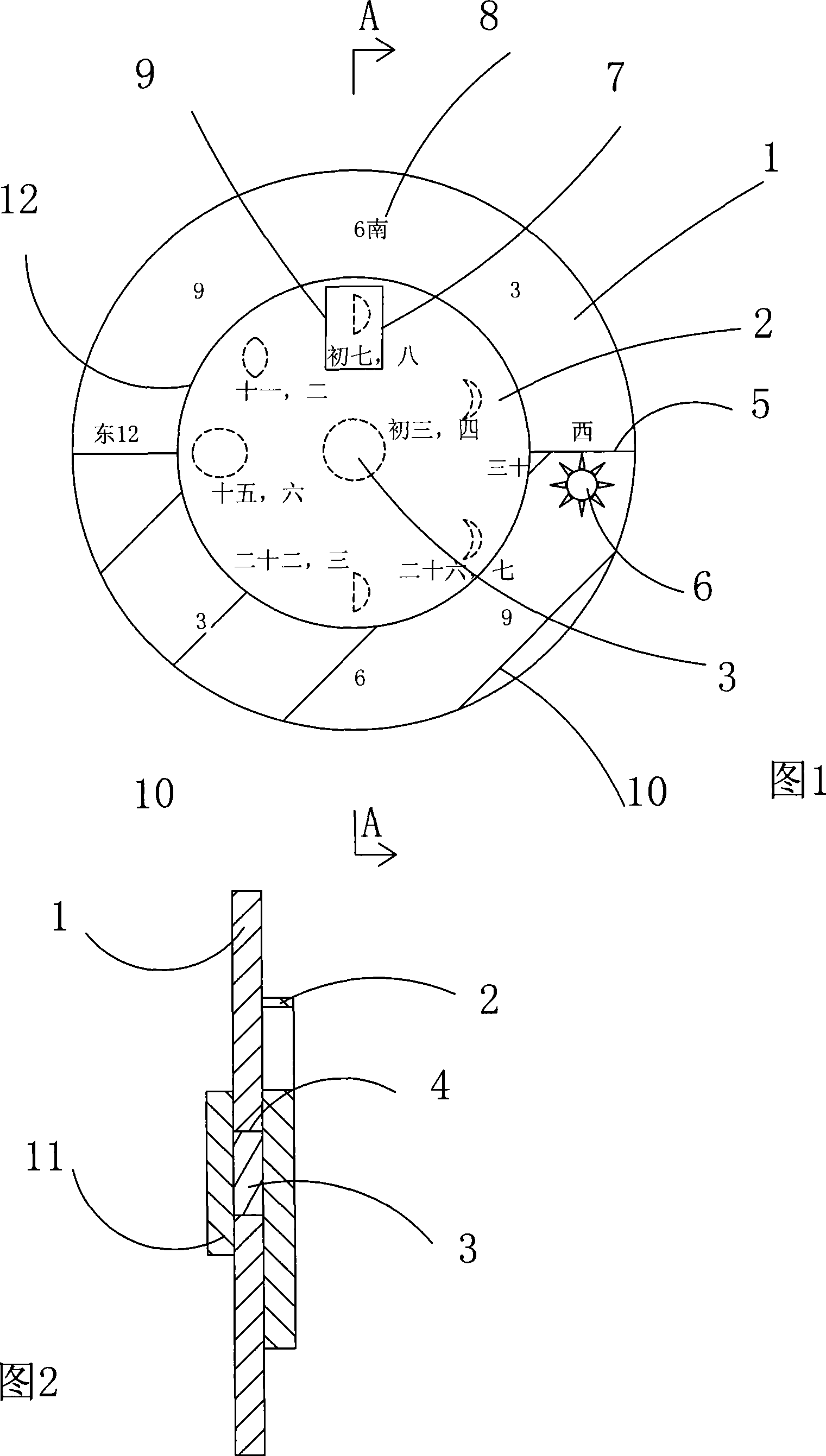 Moon visible time forenotice instrument