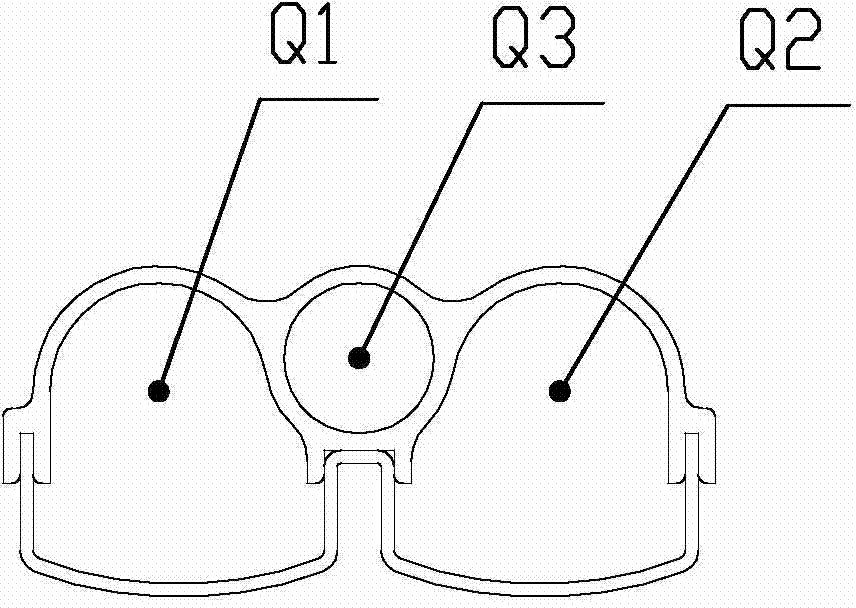 Double semilunar split collecting and distributing tube for automotive parallel flow evaporator