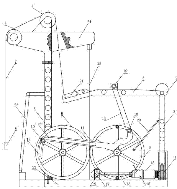 Automatic speed-changing wide-swing-angle oil pumping machine