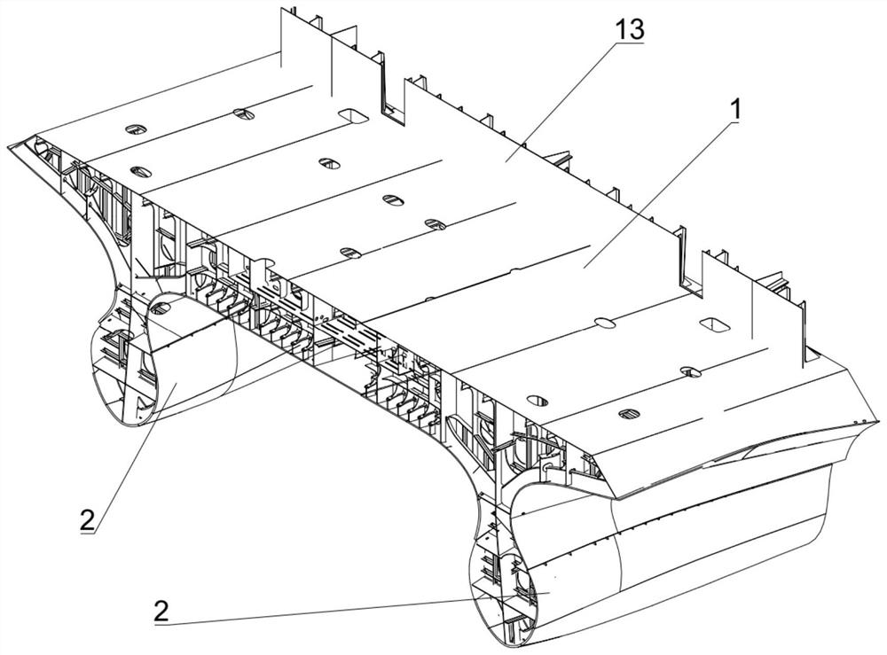 Root structure and construction method of double-bottom ice blade area of ​​polar ship