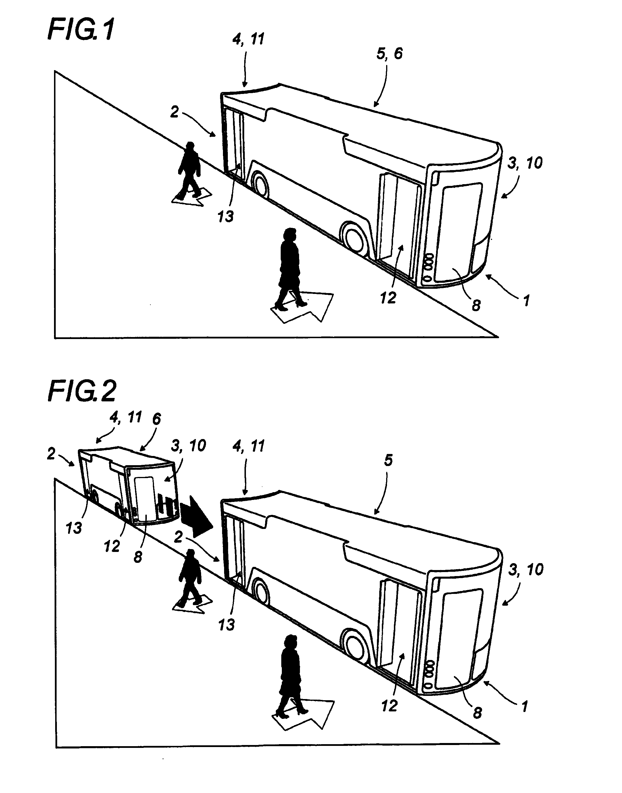 Motorized road vehicle for transporting passengers, capable of running alone and of being articulaetd to other vehicles to form a road train