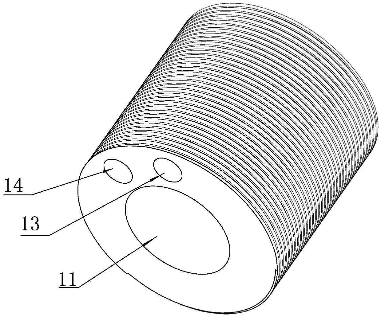 Cylindrical optical fiber water cooling device