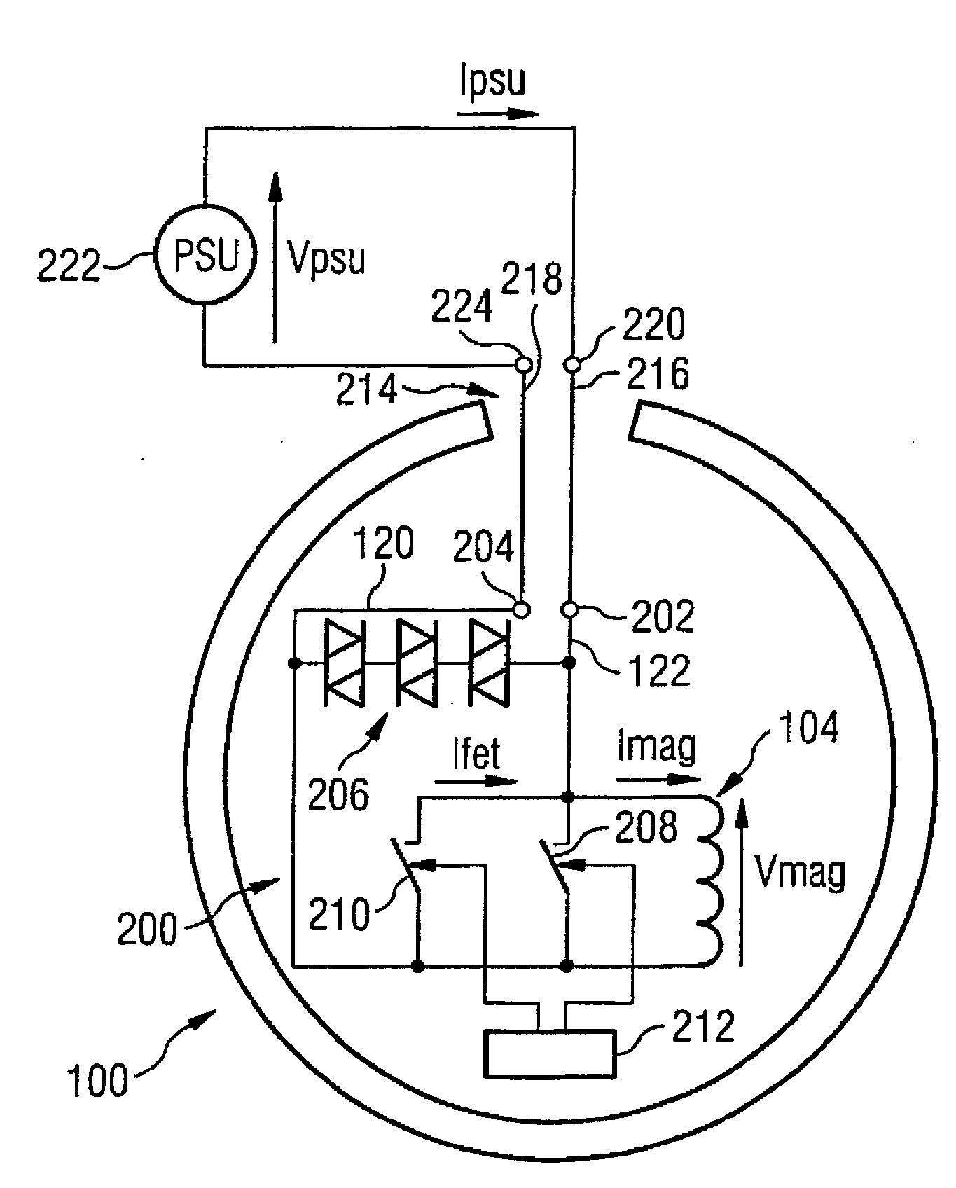 Coil energization apparatus and method of energizing a superconductive coil