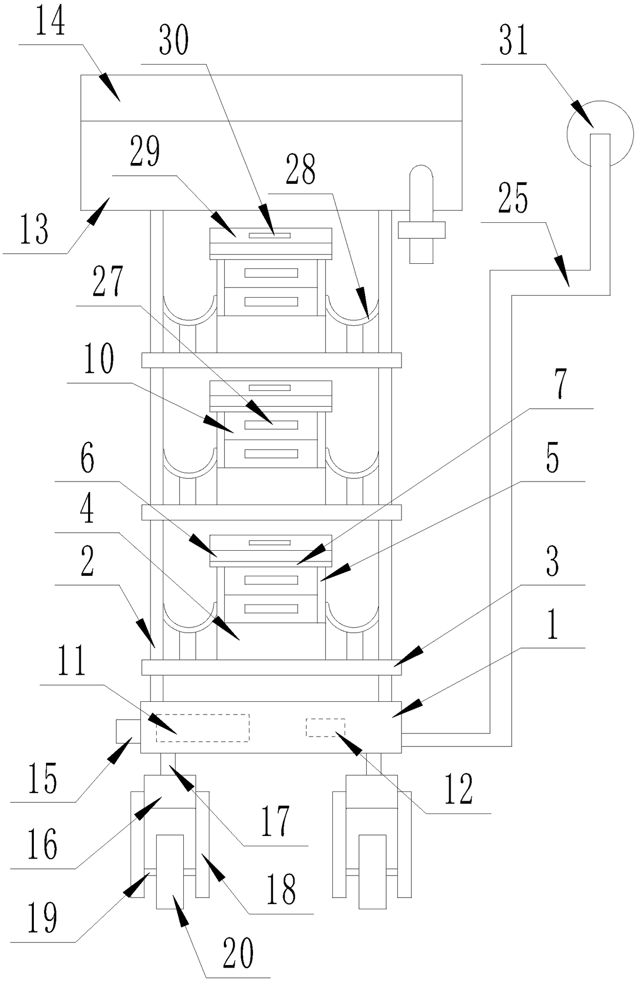 Intelligently-controlled drug hand truck device for hospital