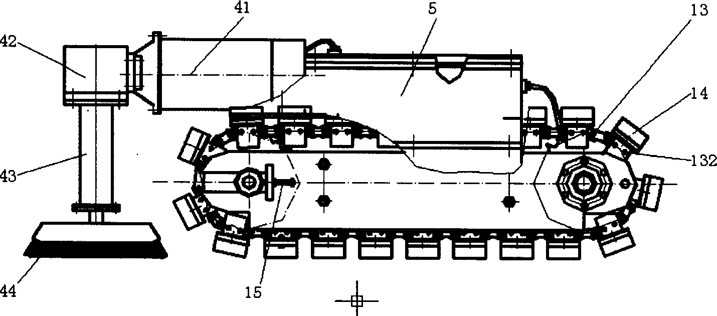 Permanent-magnet adsorption type double-track robot for ship hull surface cleaning and brushing