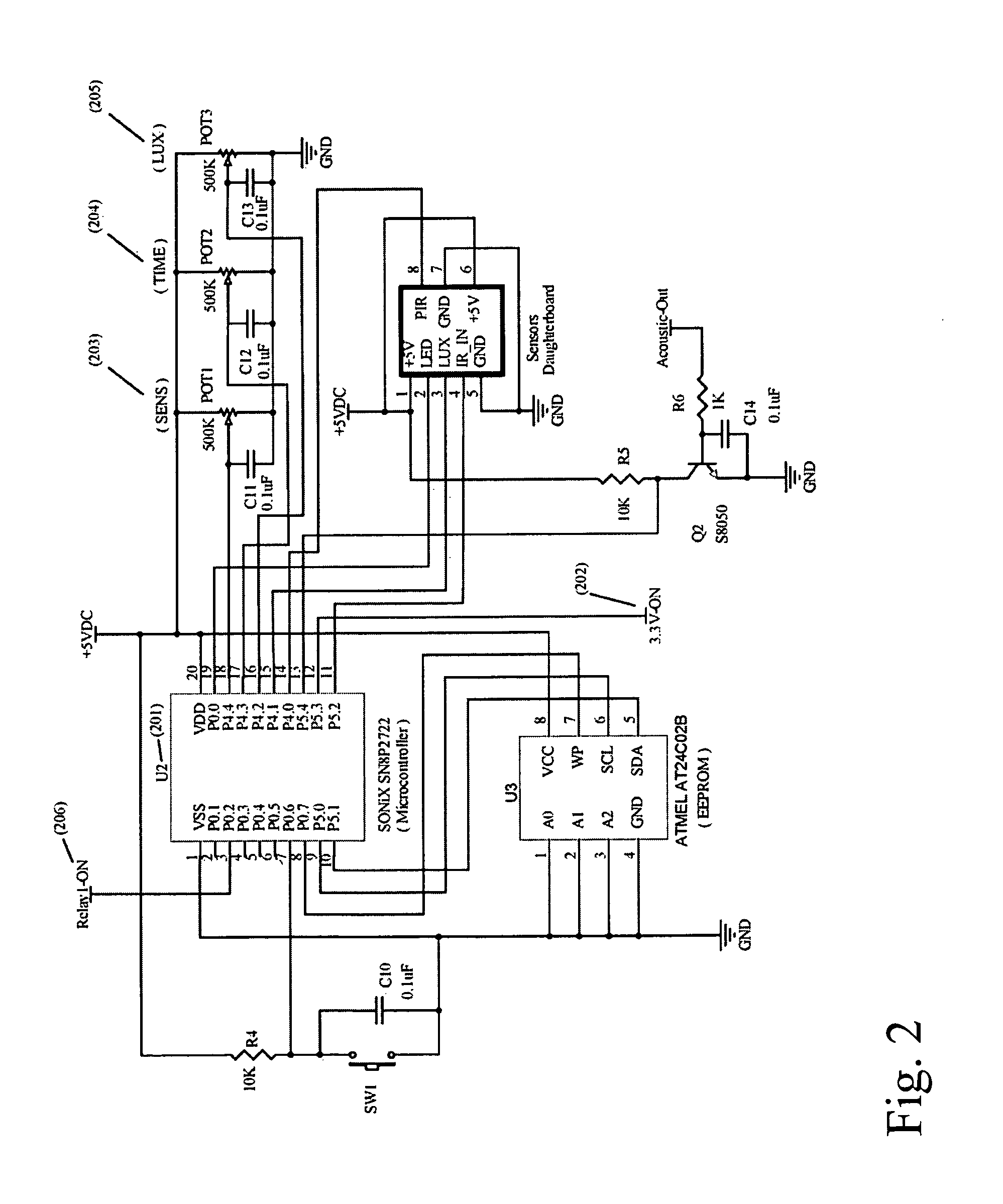 Two circuit lighting controller with sensors and RF remote